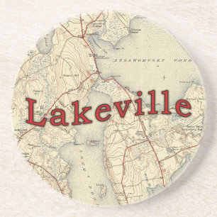 Posavasos De Arenisca Mapa viejo de Lakeville Massachusetts