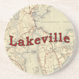 Posavasos De Arenisca Mapa viejo de Lakeville Massachusetts