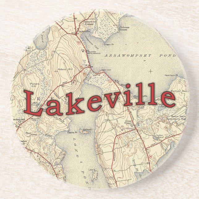 Posavasos De Arenisca Mapa viejo de Lakeville Massachusetts (Frente)
