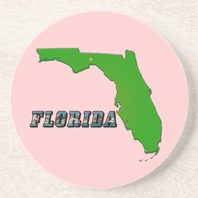 Posavasos De Arenisca Mapa y texto del estado de Florida (Frente)