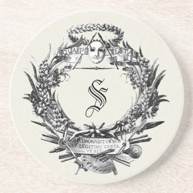 Posavasos De Arenisca Marco vintage de época italiana (Frente)