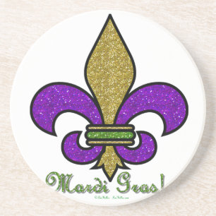 Posavasos De Arenisca Mardi Gras Fleur De Lis