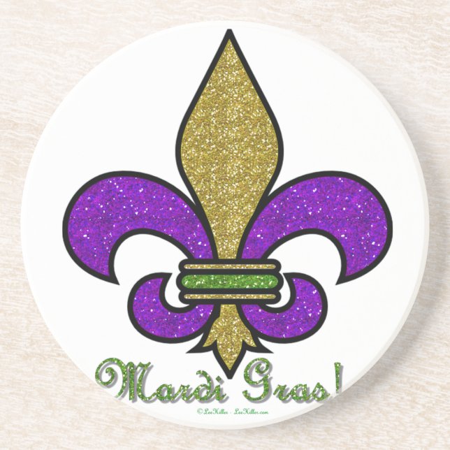 Posavasos De Arenisca Mardi Gras Fleur De Lis (Frente)