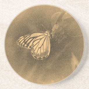 Posavasos De Arenisca Mariposa de época en la montaña rusa de las flores