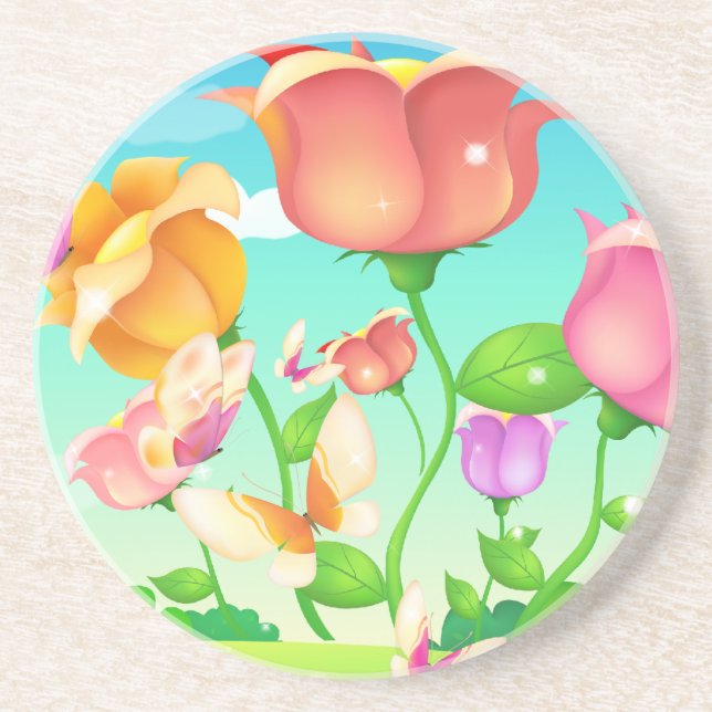 Posavasos De Arenisca Mariposa de Tulip Garden (Frente)