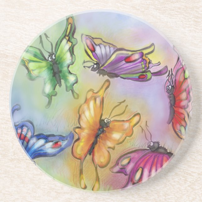 Posavasos De Arenisca Mariposas (Frente)