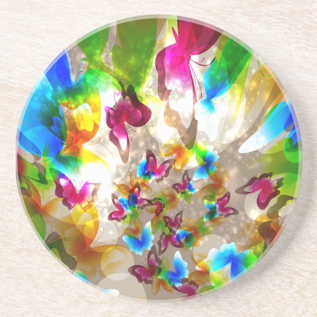 Posavasos De Arenisca Mariposas abstractas (Frente)