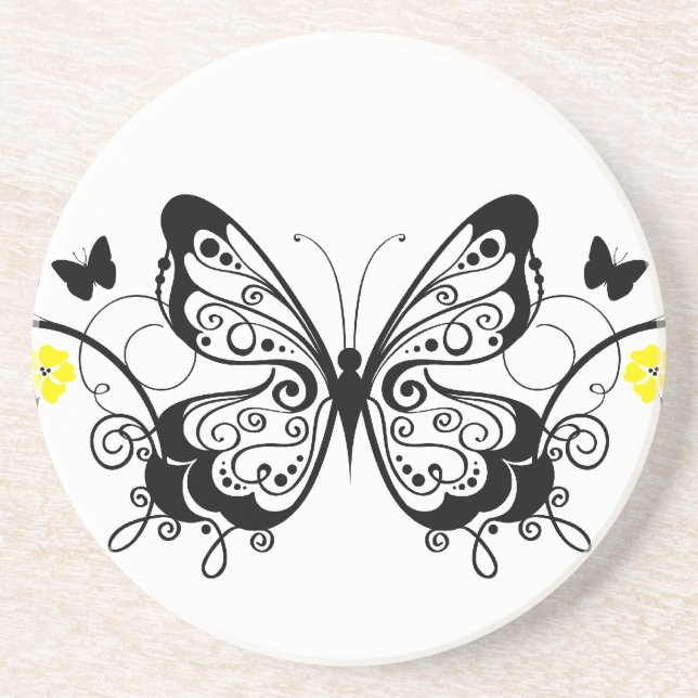 Posavasos De Arenisca Mariposas Black Lace 10 (Frente)