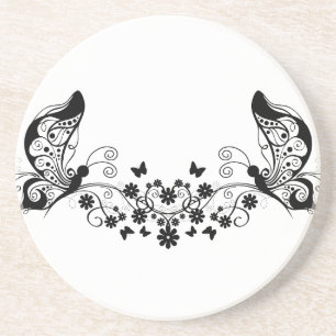Posavasos De Arenisca Mariposas de encaje negro 8