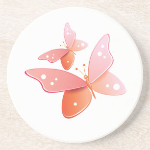 Posavasos De Arenisca Mariposas De Peach