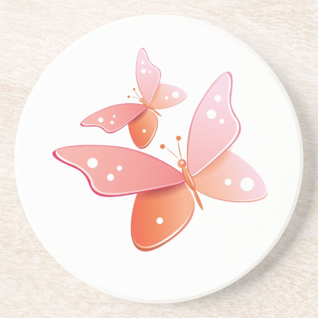 Posavasos De Arenisca Mariposas De Peach (Frente)