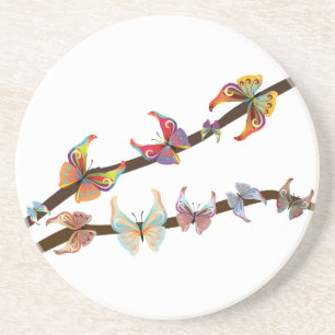 Posavasos De Arenisca Mariposas en una rama
