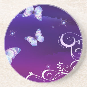 Posavasos De Arenisca Mariposas Mágicas de Medianoche