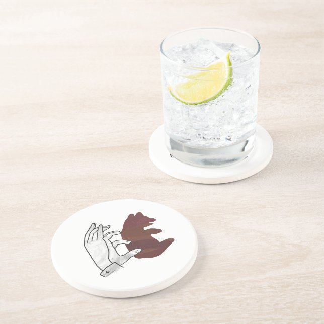 Posavasos De Arenisca Marrón de ojivas de silueta de mano (Lado)