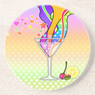 POSAVASOS DE ARENISCA MARTINI AL ESTILO POP ART DE LOS SESENTA