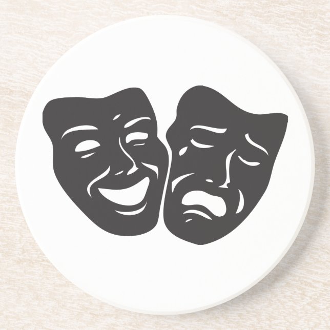 Posavasos De Arenisca Máscaras de teatro de tragedia cómica (Frente)