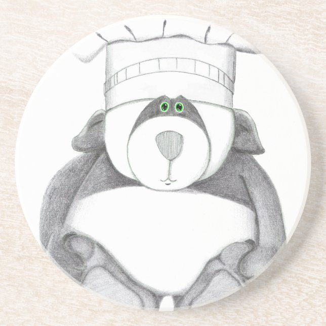 Posavasos De Arenisca Máster con imagen de oso panda (Frente)