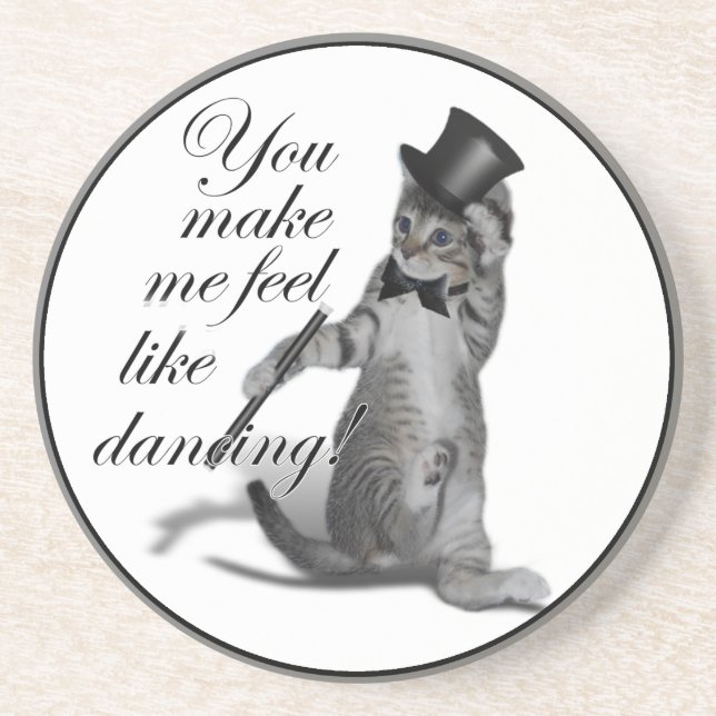 Posavasos De Arenisca ¡Me haces sentir como bailando! Tap Dancing Cat (Frente)