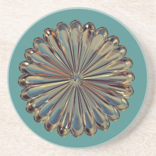 Posavasos De Arenisca Medallón de flores Art Deco de piedra