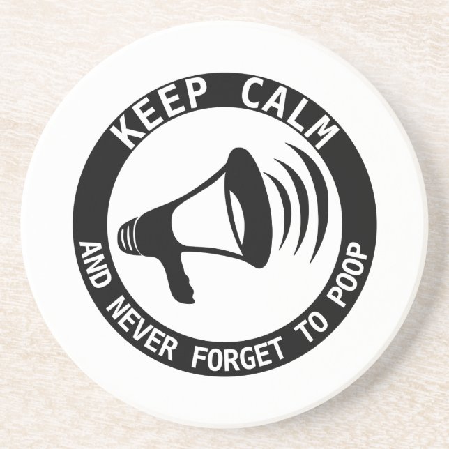 Posavasos De Arenisca Megaphone: Mantener La Calma Y Nunca Olvidar (Frente)