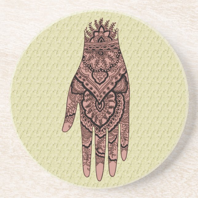 Posavasos De Arenisca Mehndi Hand Tattoo Art Coaster (Frente)