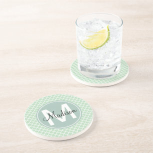 Posavasos De Arenisca Menta Quatrefoil