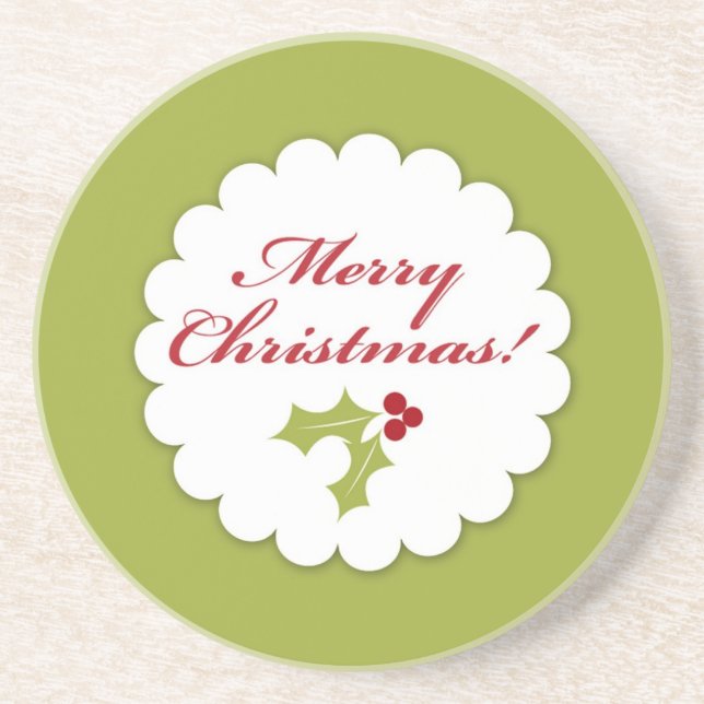 Posavasos De Arenisca Merry Christmas Coaster (Frente)