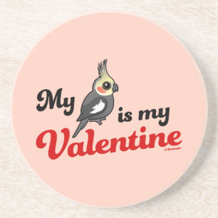 Posavasos De Arenisca Mi Cockatiel es mi tarjeta del día de San Valent