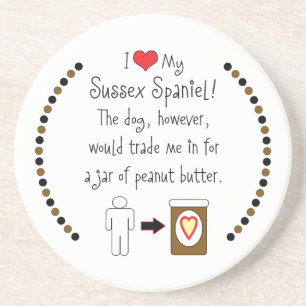 Posavasos De Arenisca Mi perro de aguas de Sussex ama la mantequilla de