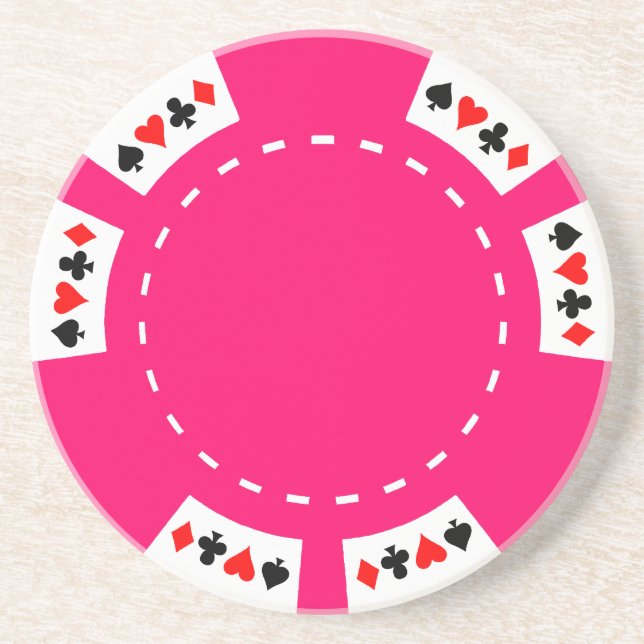 Posavasos De Arenisca Microprocesador rosado del póker y de juego (Frente)