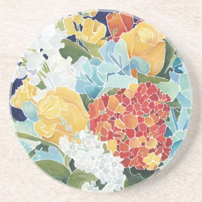 Posavasos De Arenisca Midnight Florals II (Frente)