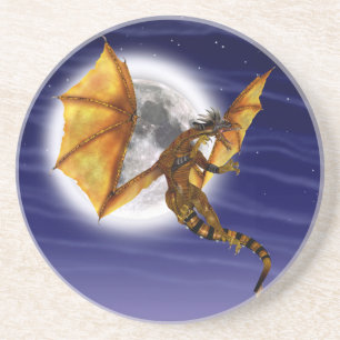 Posavasos De Arenisca Mito del Dragón Dorado Criatura de Fantasía Cielo 