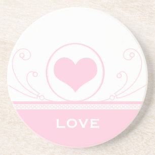 Posavasos De Arenisca Mod Heart Swirls Coaster, Light Pink