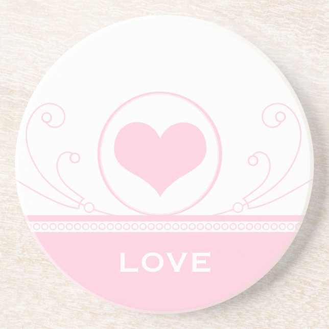 Posavasos De Arenisca Mod Heart Swirls Coaster, Light Pink (Frente)