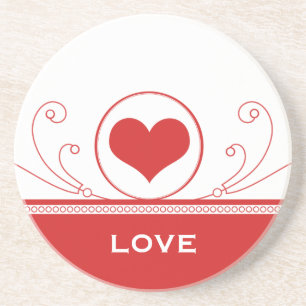 Posavasos De Arenisca Mod Heart Swirls Coaster, Red