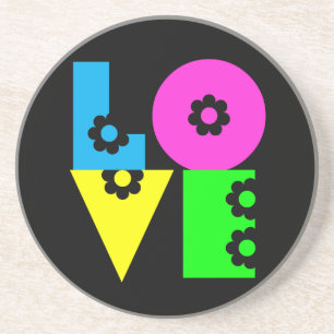 Posavasos De Arenisca Mod Pop Floral LOVE Square