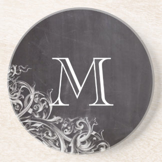 Posavasos De Arenisca moda de casa de campo florece swirls monograma de 