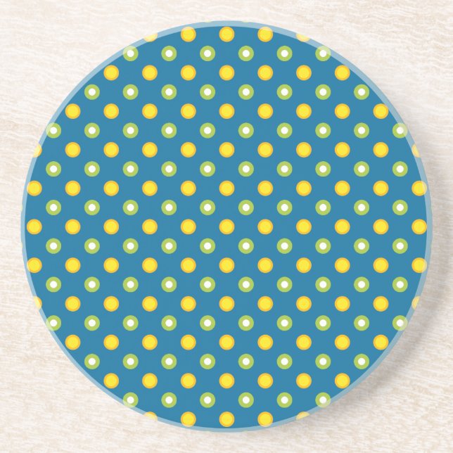 Posavasos De Arenisca Moda Polka Verde Amarillo Doce Sandstone Coaster (Frente)