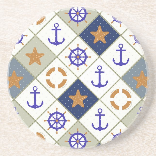 Posavasos De Arenisca Modelo 2 del tema del mar (Frente)