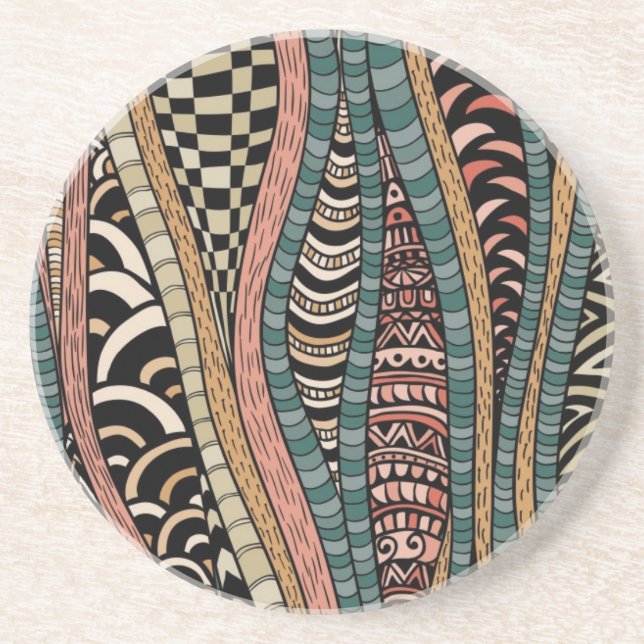 Posavasos De Arenisca Modelo abstracto en estilo étnico (Frente)