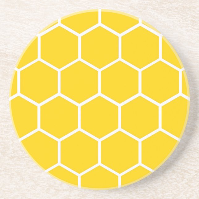 Posavasos De Arenisca Modelo amarillo del panal (Frente)