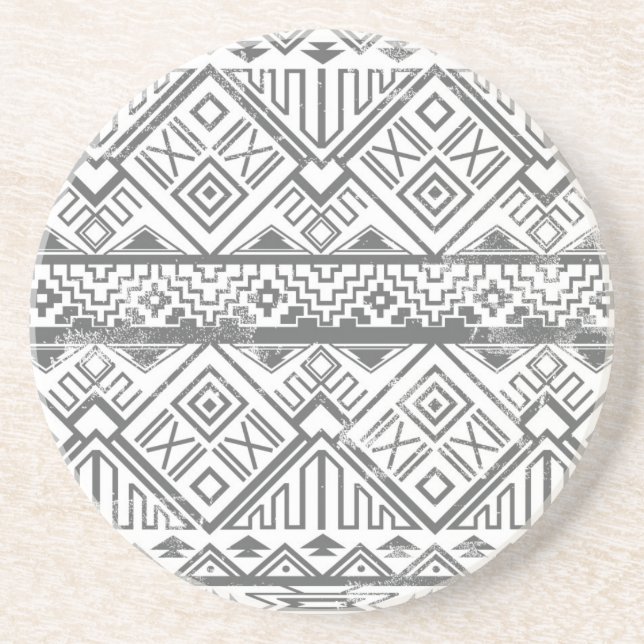 Posavasos De Arenisca Modelo azteca geométrico abstracto 2 (Frente)