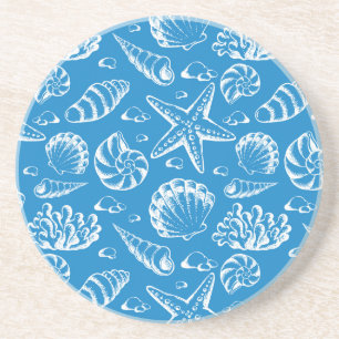 Posavasos De Arenisca Modelo azul de la playa