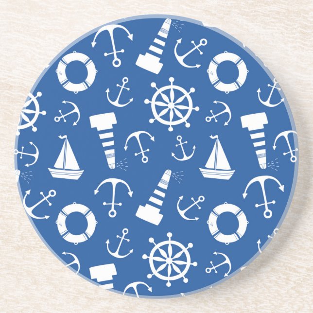 Posavasos De Arenisca Modelo azul del mar (Frente)