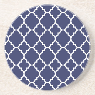 Posavasos De Arenisca Modelo blanco del marroquí de Quatrefoil de los