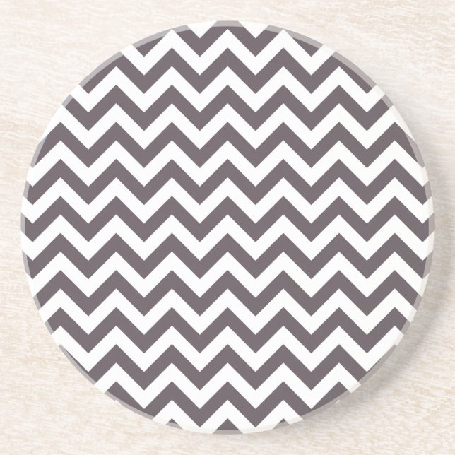 Posavasos De Arenisca Modelo blanco gris oscuro de Chevron (Frente)