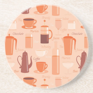 Posavasos De Arenisca Modelo con las bebidas y el texto