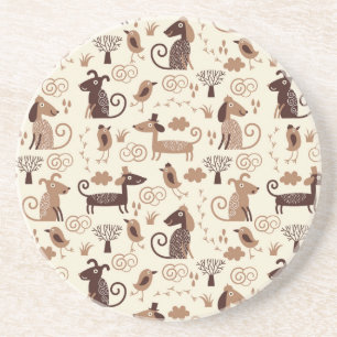 Posavasos De Arenisca modelo con los perros lindos