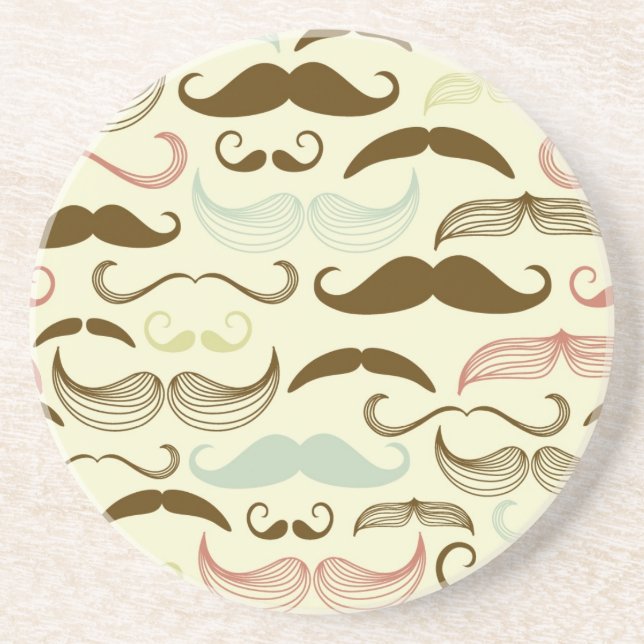 Posavasos De Arenisca Modelo del bigote, estilo retro 4 (Frente)