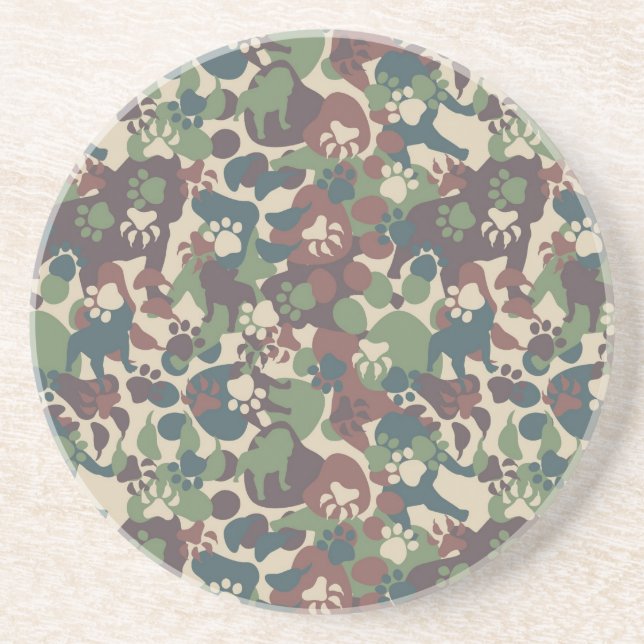 Posavasos De Arenisca Modelo del camuflaje del perro (Frente)